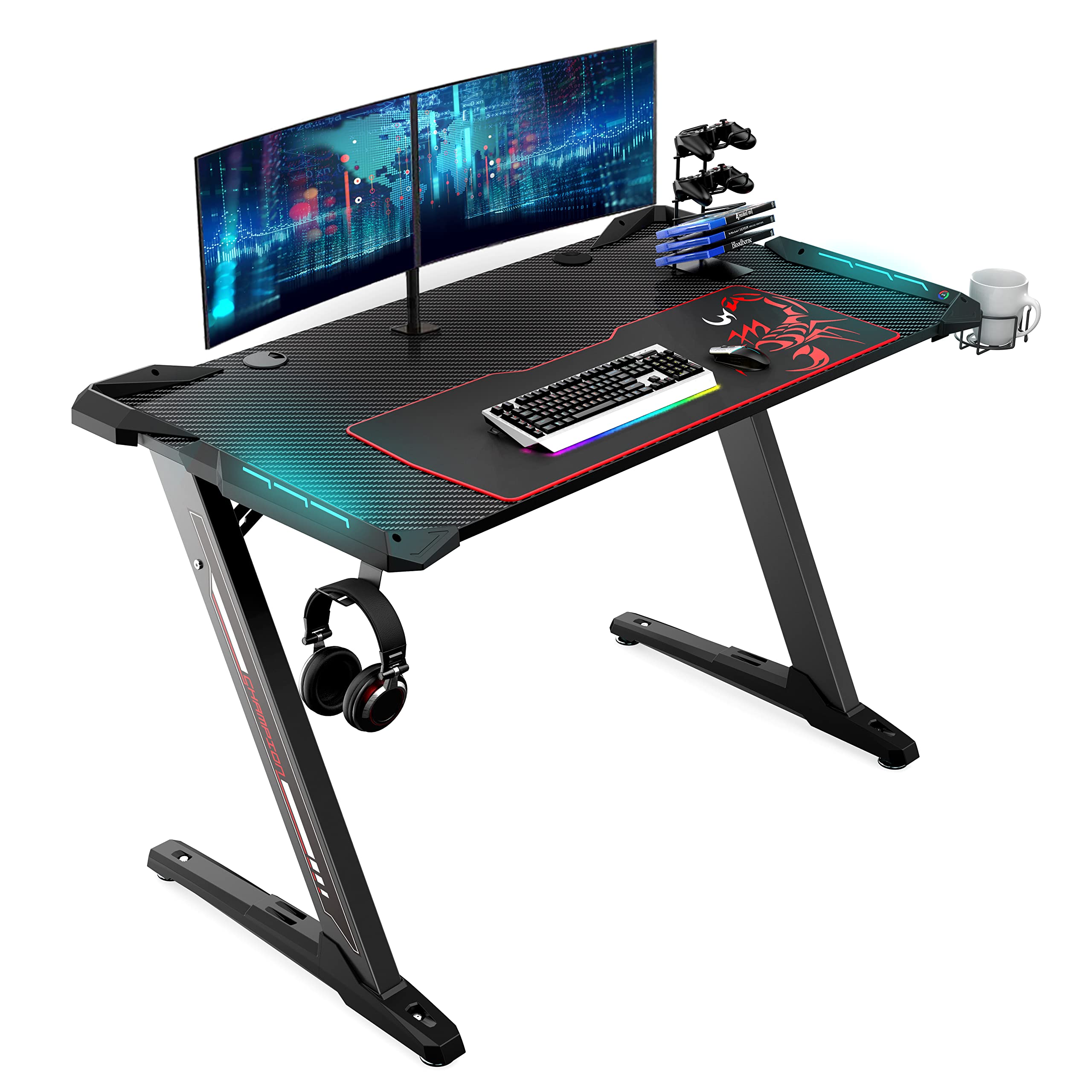 Eureka Ergonomic Z1-S PRO Gaming Desk With RGB Lights - Black
