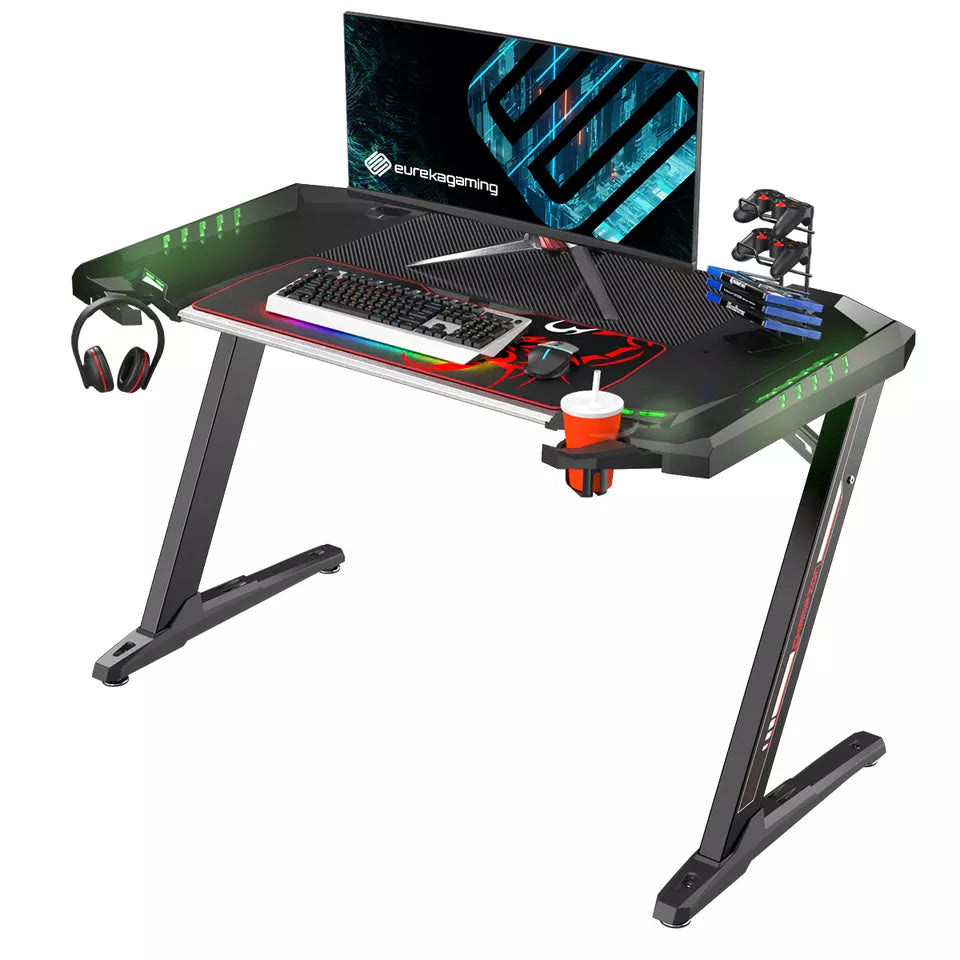 Eureka Ergonomic General Series Z2 51'' E-sports Gaming Desk with RGB Lights