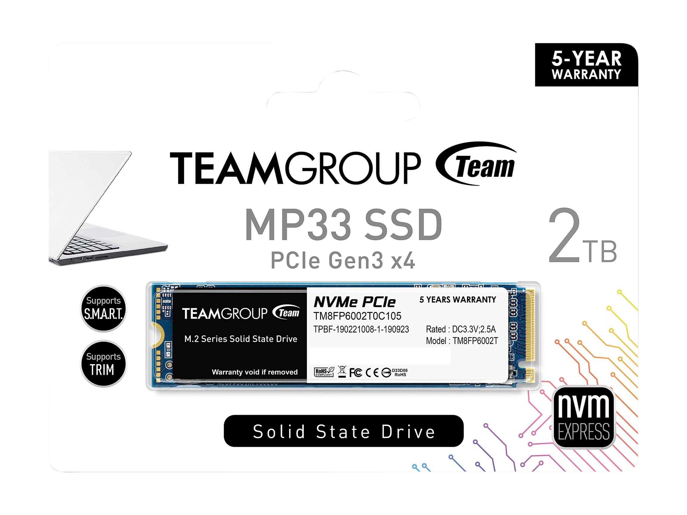 TEAM M.2-2280 PCI-E GEN3X4 MP33 2TB RETAIL