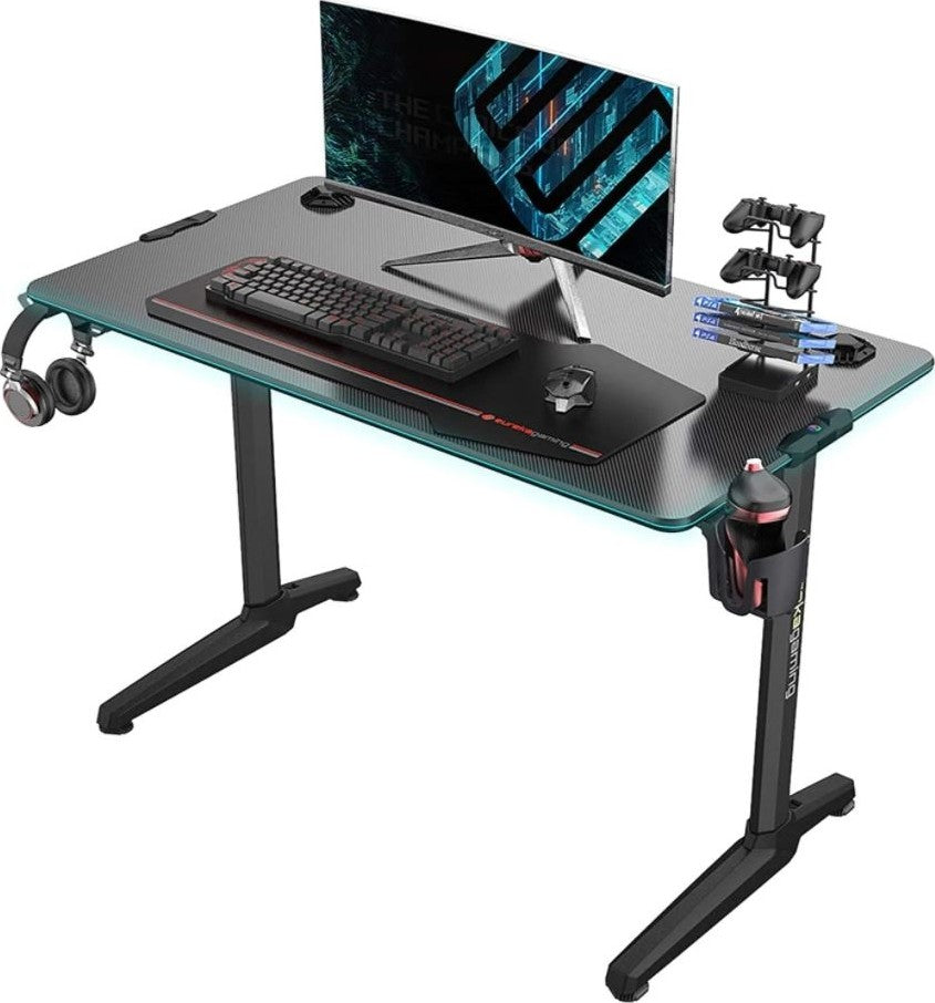 Eureka Gaming I44 Polygon Leg Gaming Desk - Black